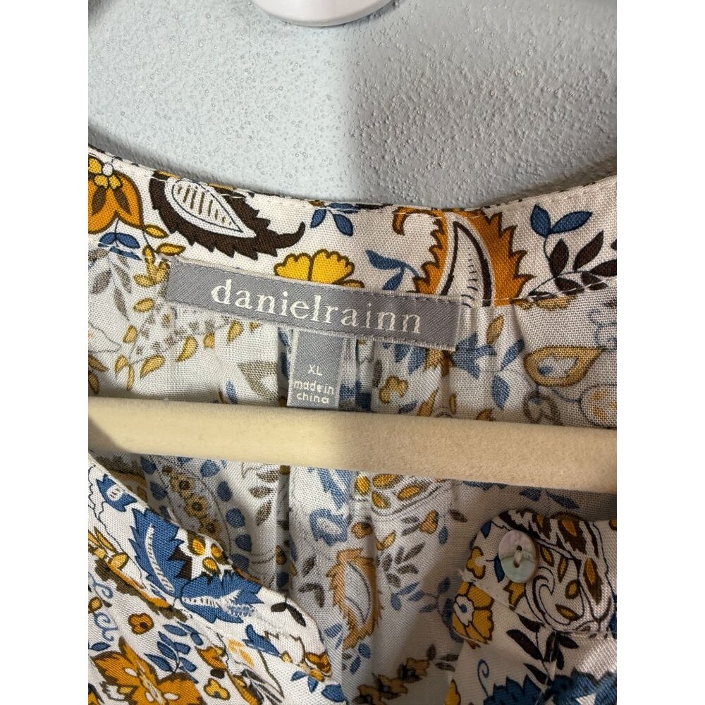 Daniel‎ Rainn Womens Floral Popover Blouse Size XL V-Neck Boho Garden Party - Picture 9 of 11